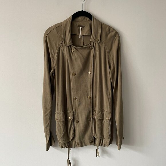 Temperance Button Front Collared Outdoor Casual Utility Jacket Olive Green XS - Picture 2 of 9